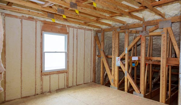 Spray foam insulation in home's walls